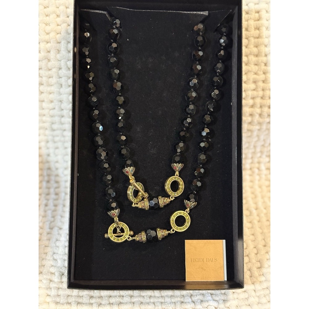 Heidi Daus Black Faceted Bead Crystal Toggle Necklace 491061 7NH NIB